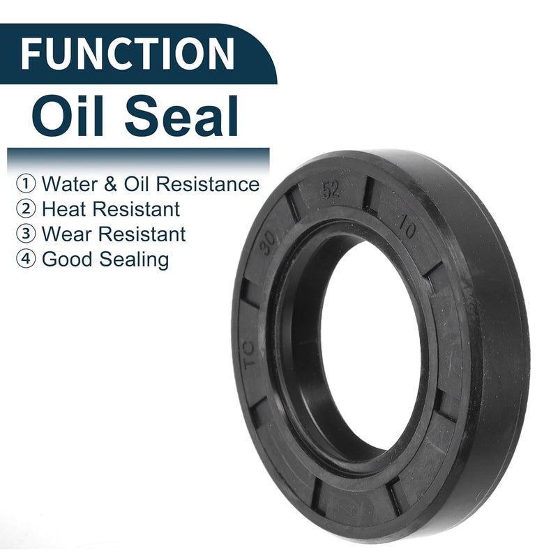 TUCKBOLD Universal Oil Seal TC Double Lip W Steel Spring Seal Ring Rotary Shaft Seal 30x52x10mm High Pressure NBR Rubber Black 5 Pcs - Image 3